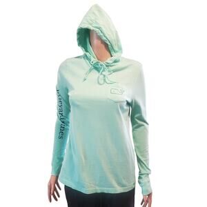 Vineyard Vines Hoodie XS Green Lightweight Long Sleeve Pullover Whale FLAW